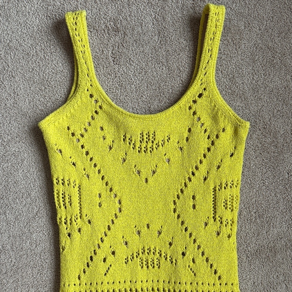 House of Harlow Yellow crochet knit dress - Picture 3 of 6